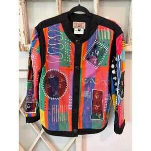 Vintage Gene Ewing Bis colorful jacket with some hand painted puff paint
